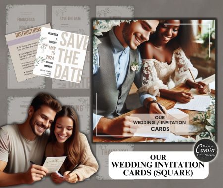 Square wedding invitation cards